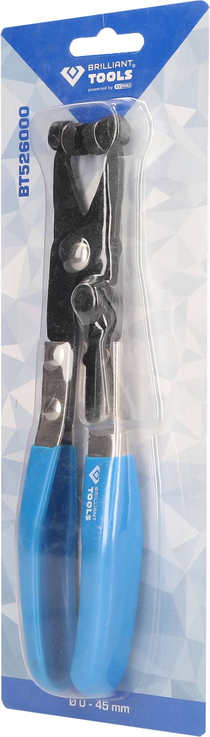 Zange mit blauen Griffen und Metallteilen, verpackt in einer Schachtel. Markenname 'Brilliant Tools' und Modellnummer 'BT526000' sichtbar.