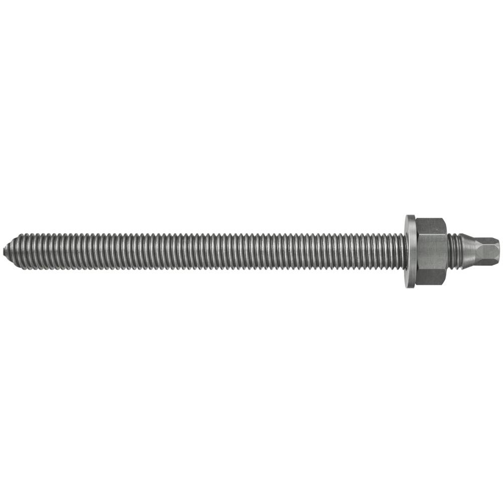 Schraube mit Sechskantkopf und Unterlegscheibe aus Metall, auf weißem Hintergrund abgebildet.