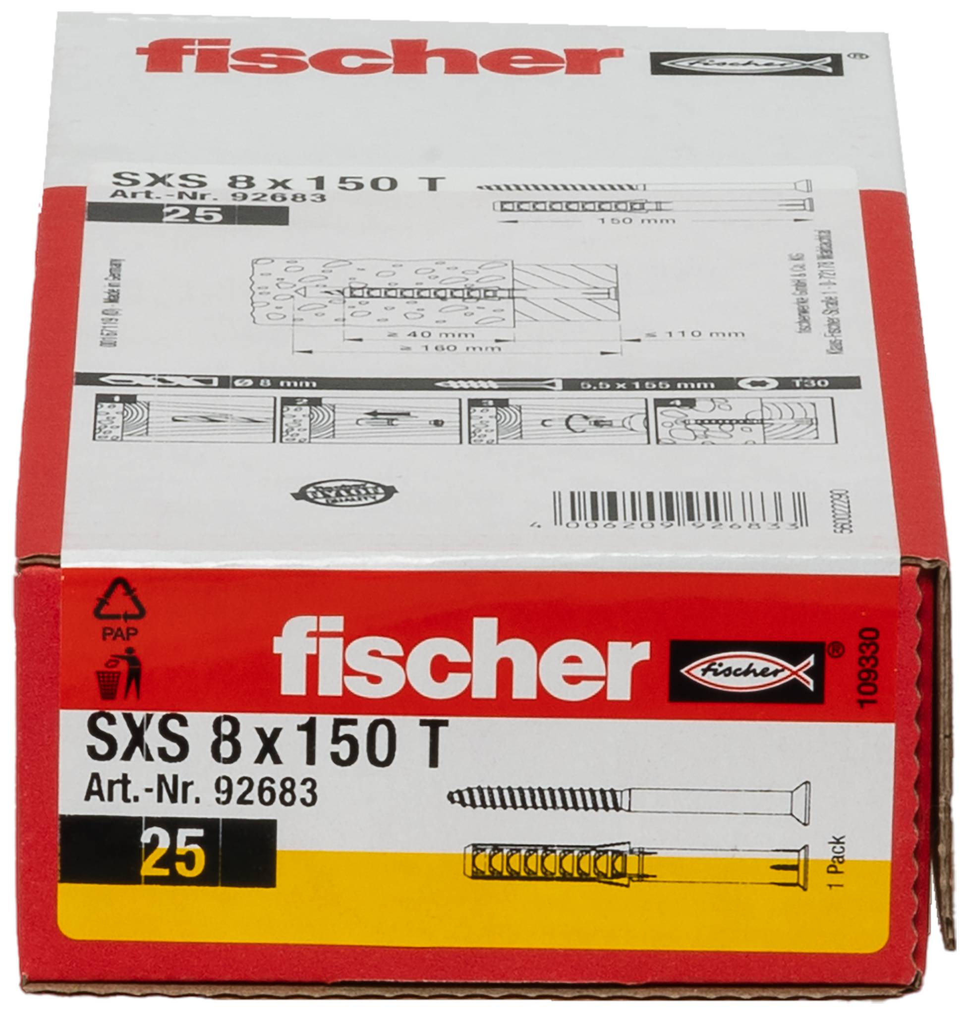 Fischer 92683 SXS Langschaftdübel 150mm 8mm 25St.