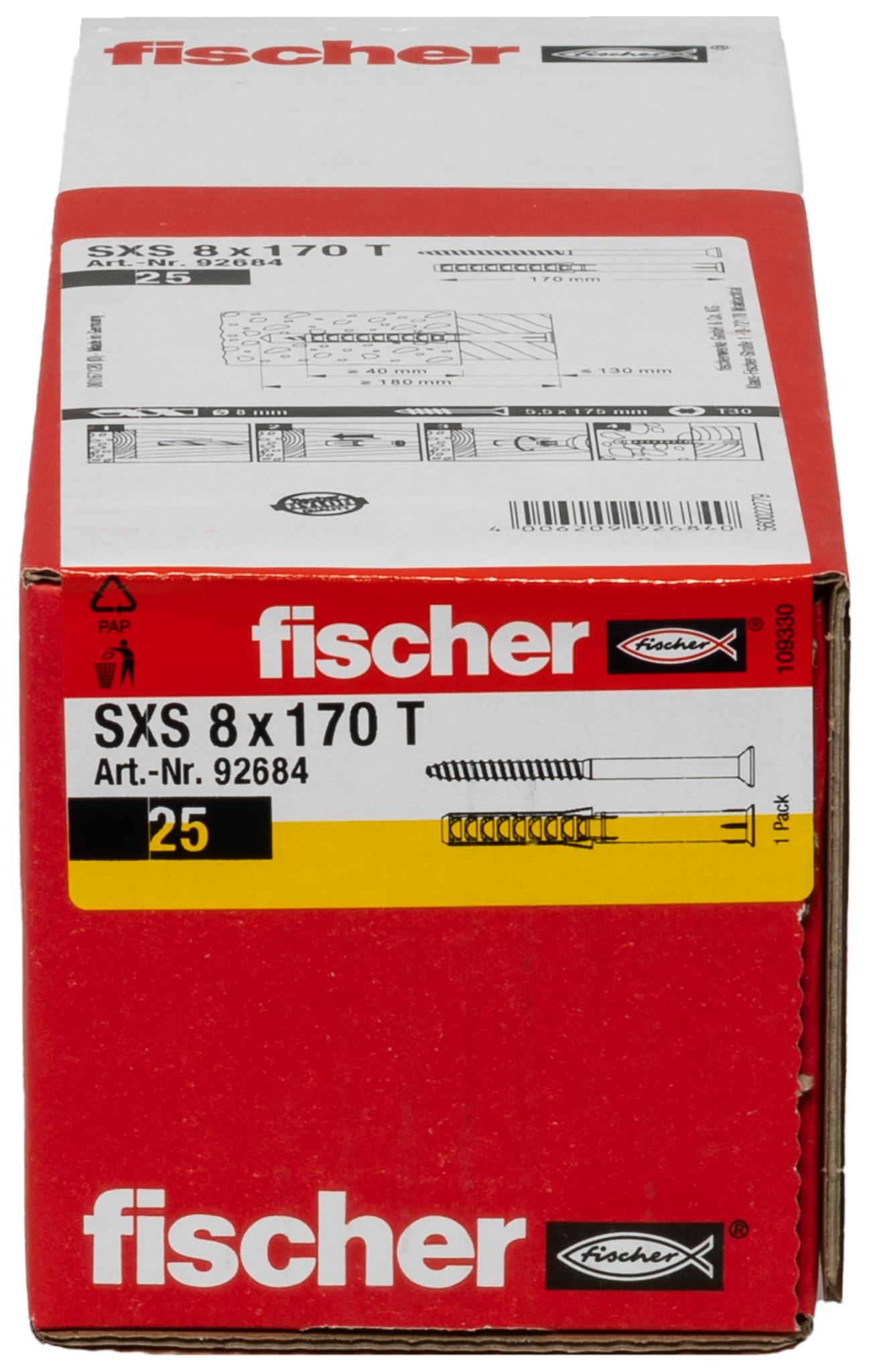 Fischer 92684 SXS Langschaftdübel 170mm 8mm 25St.