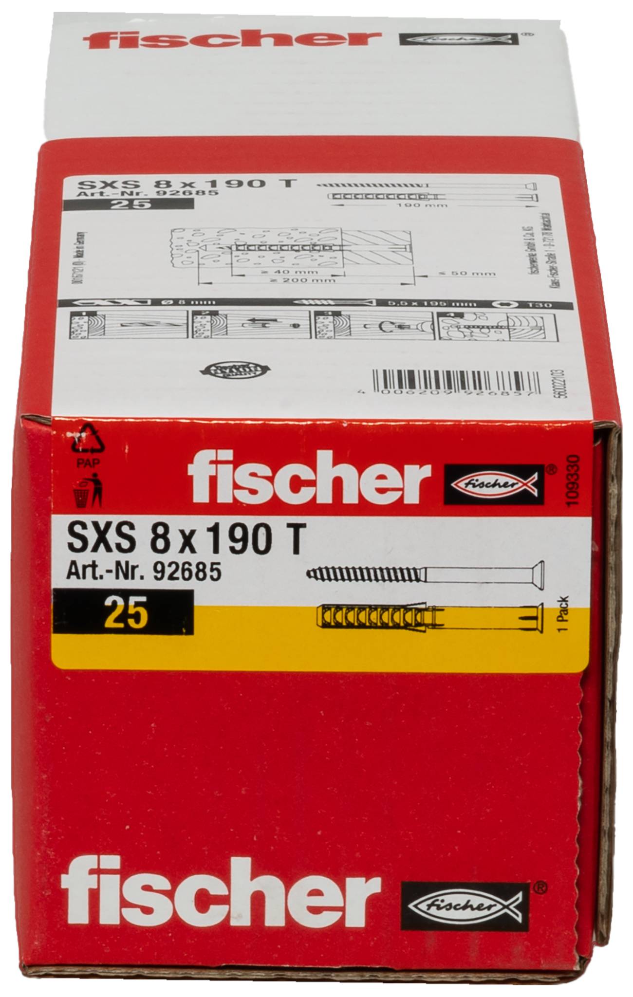 Fischer 92685 SXS Langschaftdübel 190mm 8mm 25St.