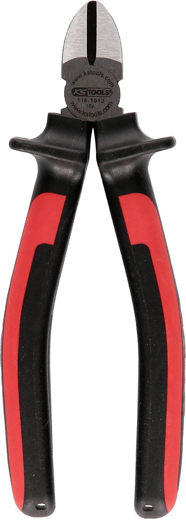 Rote und schwarze Seitenschneiderzange mit robusten Griffen, geeignet zum Schneiden von Drähten und Kabeln.