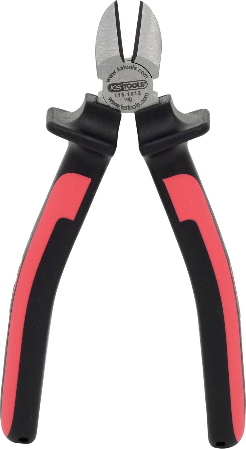 Seitenschneider mit roten und schwarzen Griffen, geeignet zum Schneiden von Draht oder Kabeln.