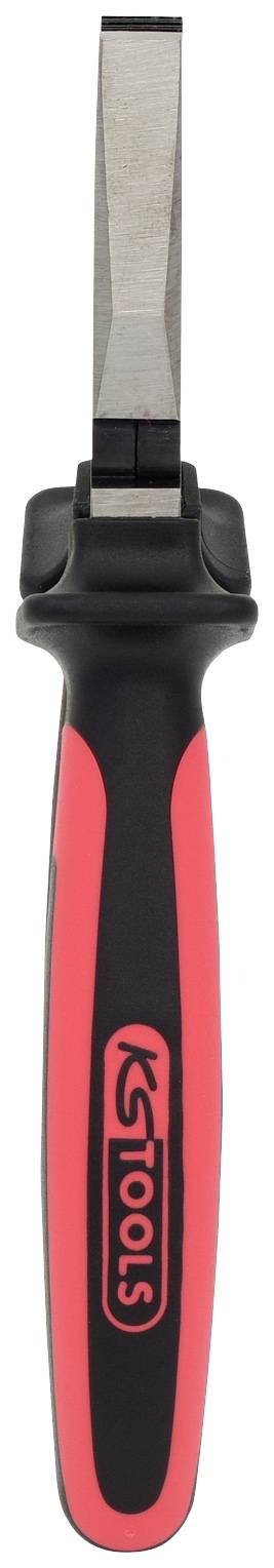 Ein Schraubendreher mit rotem und schwarzem Griff, geeignet für Werkzeugeinsätze.