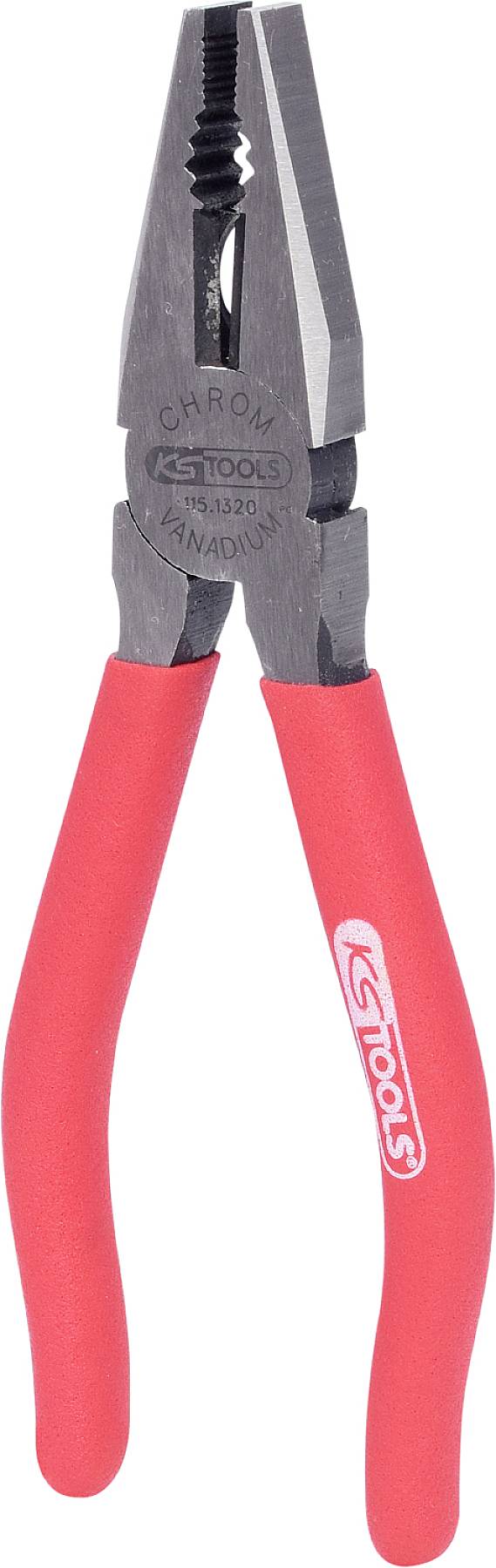 Handzange mit roten Griffen auf weißem Hintergrund, geeignet für Greif- und Schneidarbeiten in Werkstätten oder Haushalten.