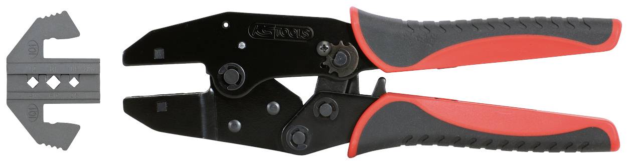 Angezeigt ist eine schwarze Kabelschere mit roten Griffen neben einer grauen Abisolierklinge. Ideal zum Abisolieren von Kabeln.