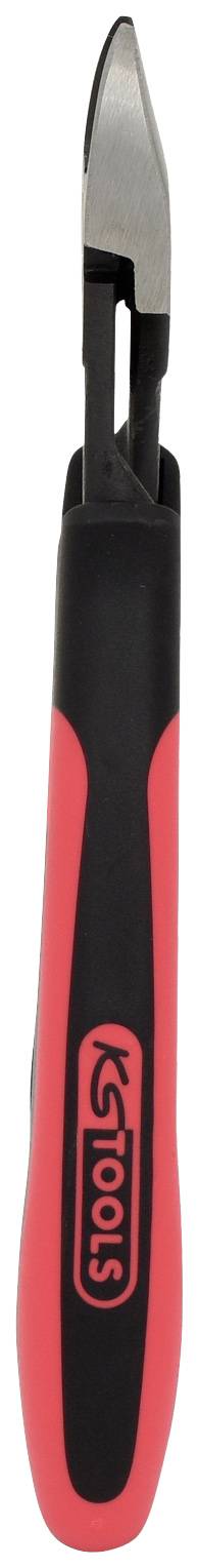 Seitenschneider mit roten und schwarzen Griffen, zangenförmige Klingen aus Metall. Geeignet für Drahtschneiden und Elektroarbeiten.