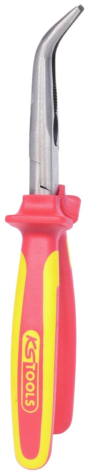 Eine isolierte Spitzzange mit rotem und gelbem Griff.