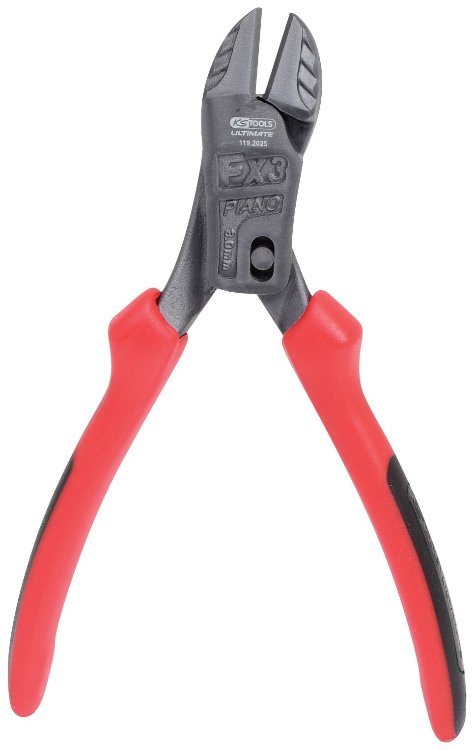 Rote Seitenschneider mit schwarzem Kopf und roten Griffen, geeignet zum Schneiden von Draht oder Kabeln in handwerklichen Arbeiten.