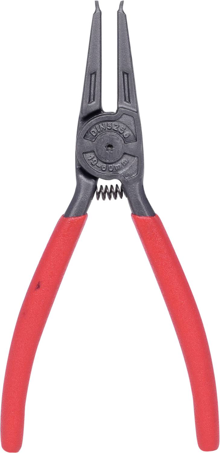 Eine rote und schwarze Zange mit schmalen Spitzen und Federspannung. Hauptsächlich zum Greifen kleiner Objekte verwendet.