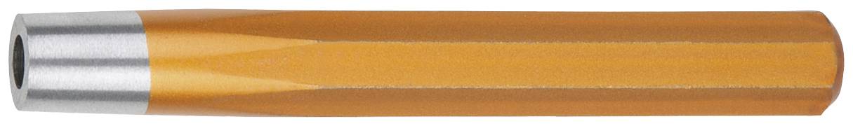 Metallschaft in orange mit silberner Spitze, zylindrisch geformt.