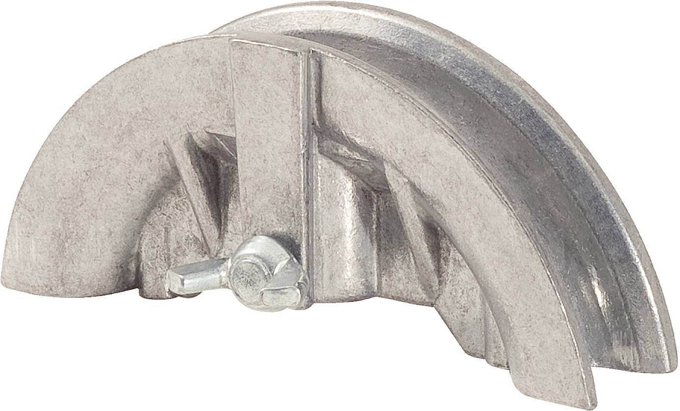 Metall-Eckverbinder mit gekrümmter Form und Schraubverbindung in der Mitte, geeignet für Möbelmontage.