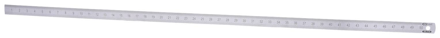 Aluminiumlineal mit Zentimeter- und Millimeterskalen, leicht gebogen. Geeignet für präzises Messen in technischen oder handwerklichen Arbeiten.