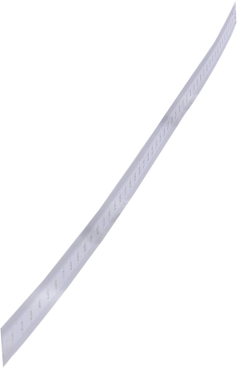 Ein langes, gebogenes Maßband aus Metall mit metrischen Markierungen, zeigt Zentimeter und Millimeter.