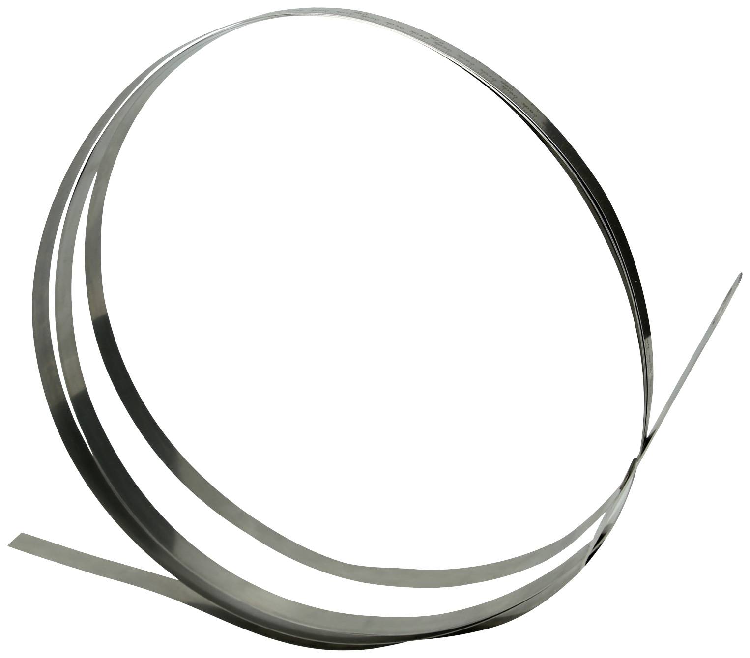 Ein schmaler, langer Metallstreifen ist mehrfach lose zu einer Spirale gewickelt.