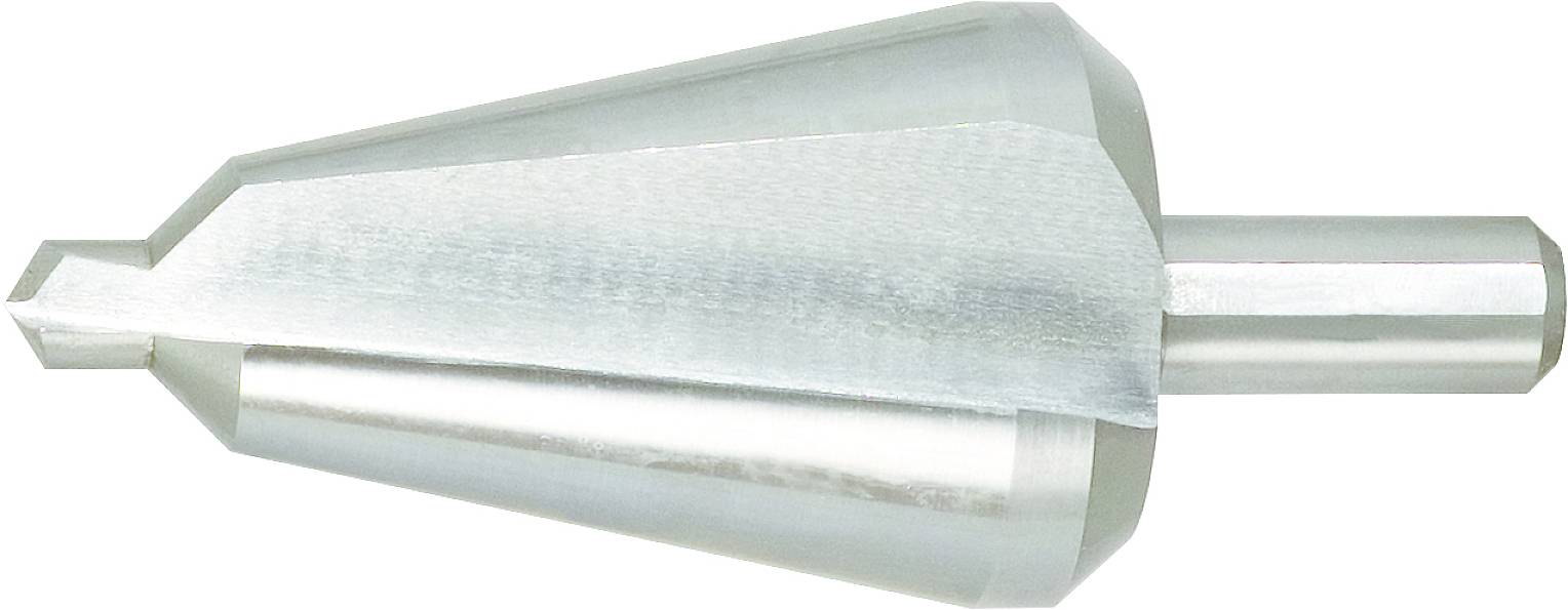 Silberner Kegelsenker mit glatter, glänzender Oberfläche. Werkzeug zur Senkung von Löchern in Metall oder Holz.