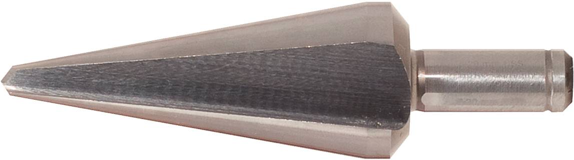 Ein kegelförmiger Metallbohrer mit geriffelter Oberfläche, verwendet zum Schneiden oder Formen von Materialien.