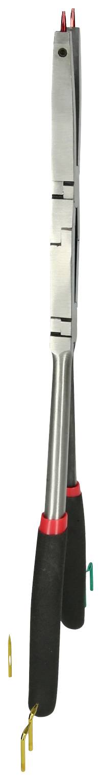 Zange mit langem Griff und schwarzem Griff, geeignet für schwer zugängliche Stellen.