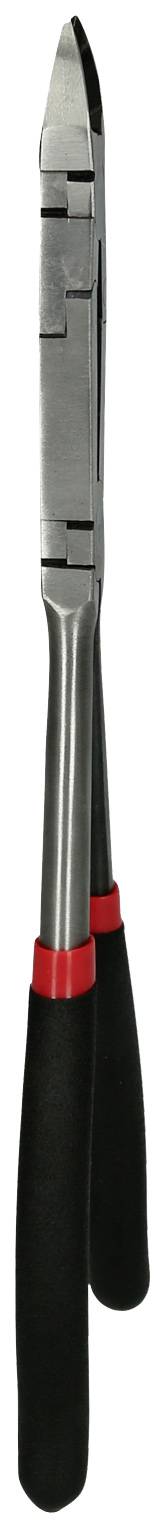 Lange Zange mit schwarzem Griff und roten Markierungen, verwendet für das Greifen oder Biegen von Gegenständen.