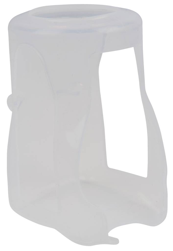 Ein transparenter Kunststoff-Verschluss, der häufig als Siegel oder Sicherheitsabdeckung für Flaschen verwendet wird.