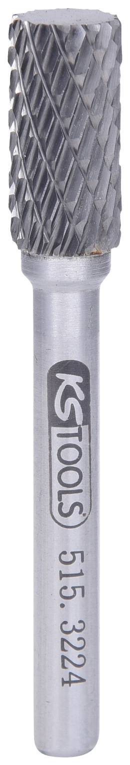 Zylindrische Metallfräse mit Kreuzschliff, geeignet für Feinbearbeitung von Metallen. Werkzeug aus grauem Stahl, glatt geformter Schaft.