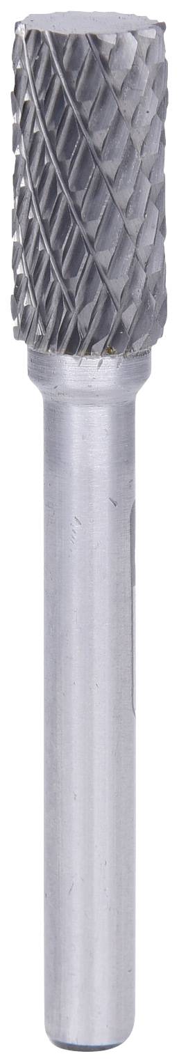 Metallfräser mit zylindrischem Kopf und Kreuzverzahnung, geeignet für das Bearbeiten von Metallen und Kunststoffen.