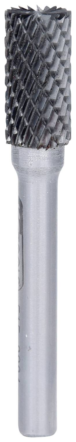 Metallfräser mit zylindrischem Schaft und geriffelter Schneidfläche zum Schleifen oder Fräsen von Materialien.