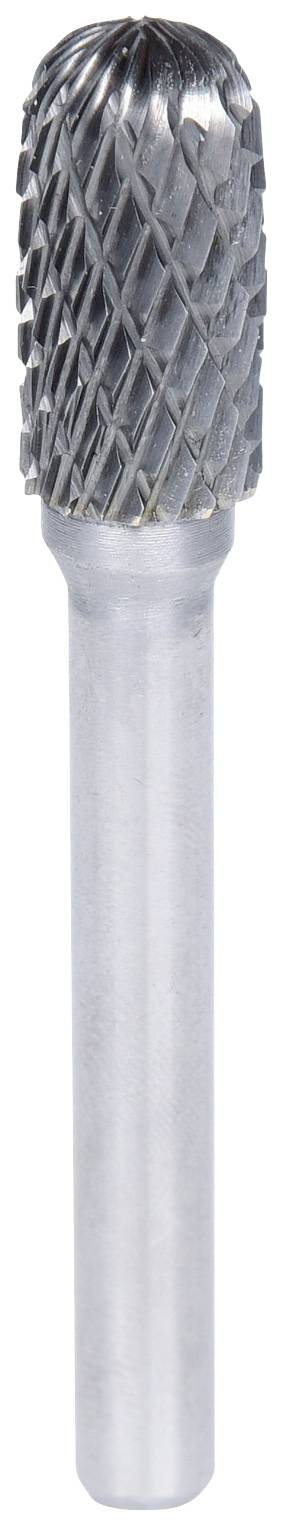 Metallfräser mit zylindrischem Schaft und geriffeltem, kugelförmigem Schneidekopf für präzises Schleifen und Formen von Material.