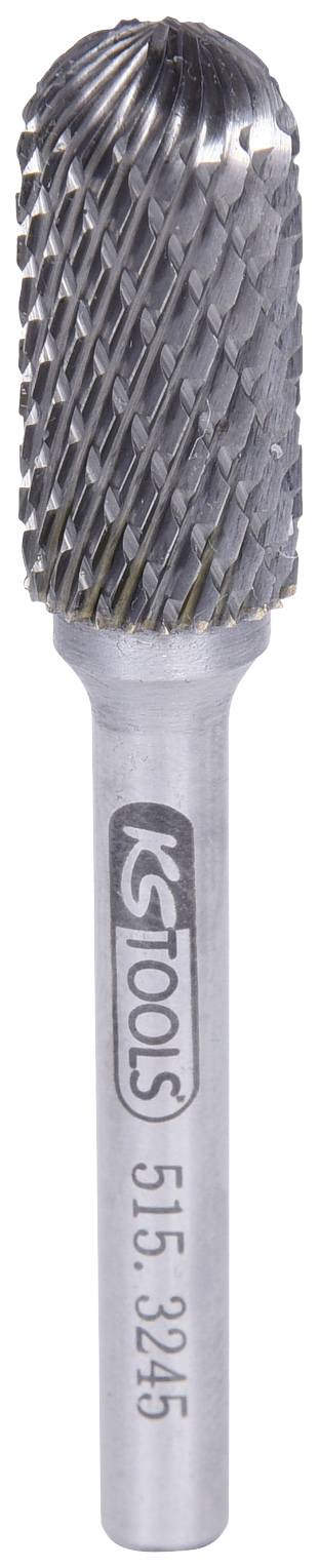Metallfräser mit zylindrischem Kopf und Kreuzverzahnung, geeignet zum Bearbeiten von Metalloberflächen; Gravur mit Herstellername und Produktnummer sichtbar.