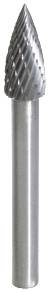 Frässtift mit konischer Spitze und kreuzförmiger Verzahnung, geeignet für Metallbearbeitung.