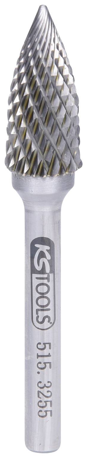 Fräser mit konischer, gezahnter Spitze und silbernem Schaft. Werkzeug zur Metallbearbeitung.