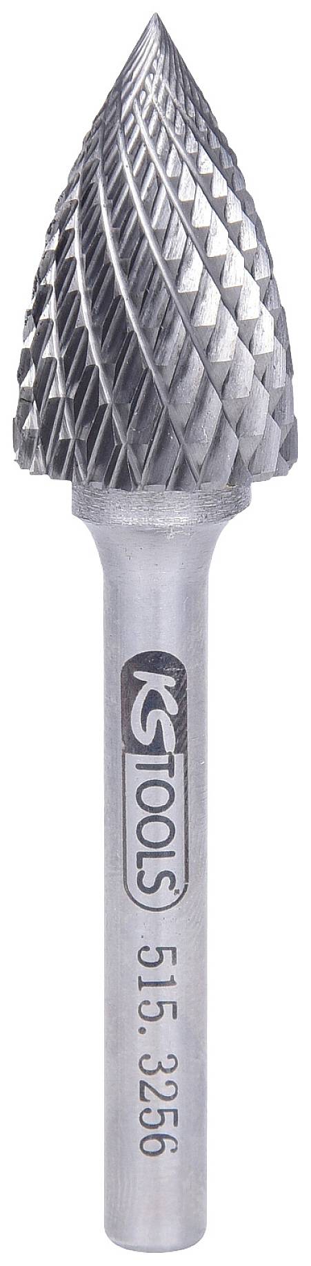 Metallfräser mit spitzem Kegelkopf und geriffelter Oberfläche, geeignet zum Glätten und Formen von Materialien.