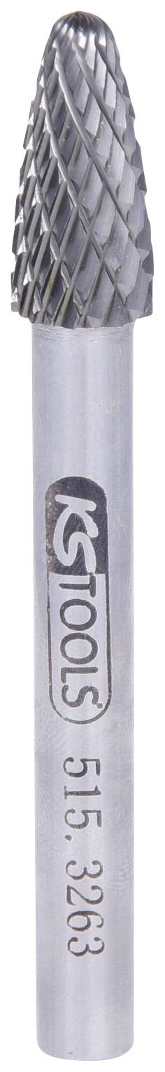 Metallfräser mit runder Spitze und spiralförmigem Schneidmuster; Aufschrift 'KS 100 LS 5/15, 3/3203'.