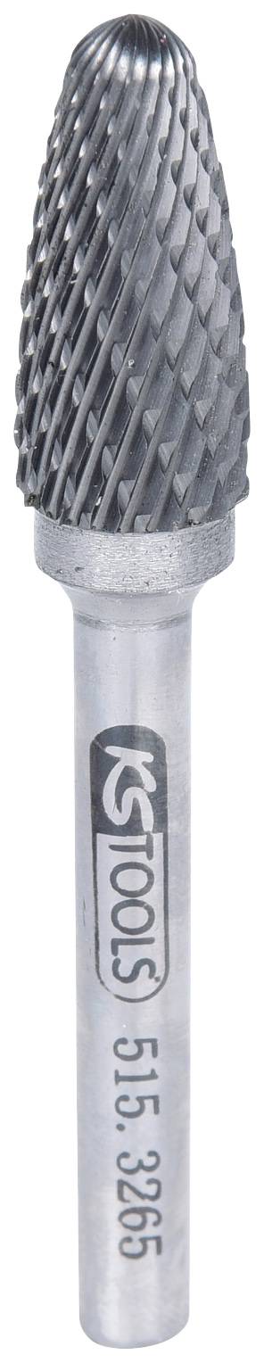 Ein kegelförmiger Frässtift mit geriffelter Oberfläche und Metallschaft, geeignet für präzises Fräsen oder Schleifen in Werkstoffen.