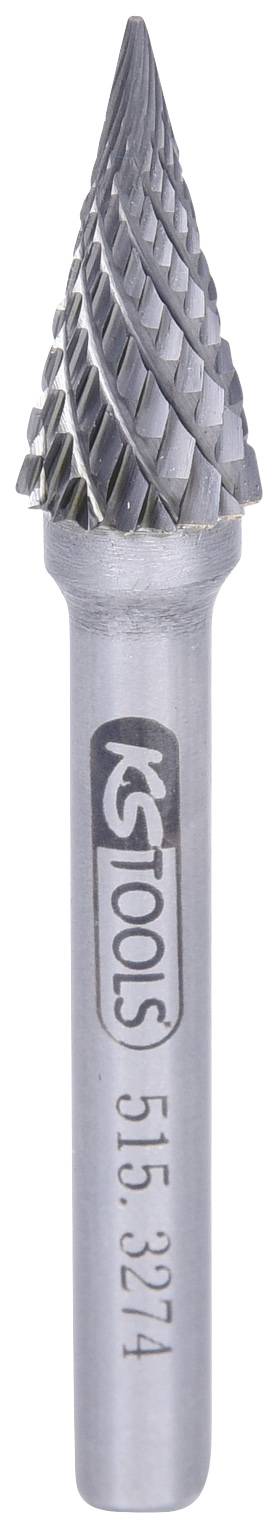 Eine kegelförmige Frässtift aus Metall mit spiralförmigen Schneidzähnen, geeignet für präzises Schleifen und Formen von Materialien.