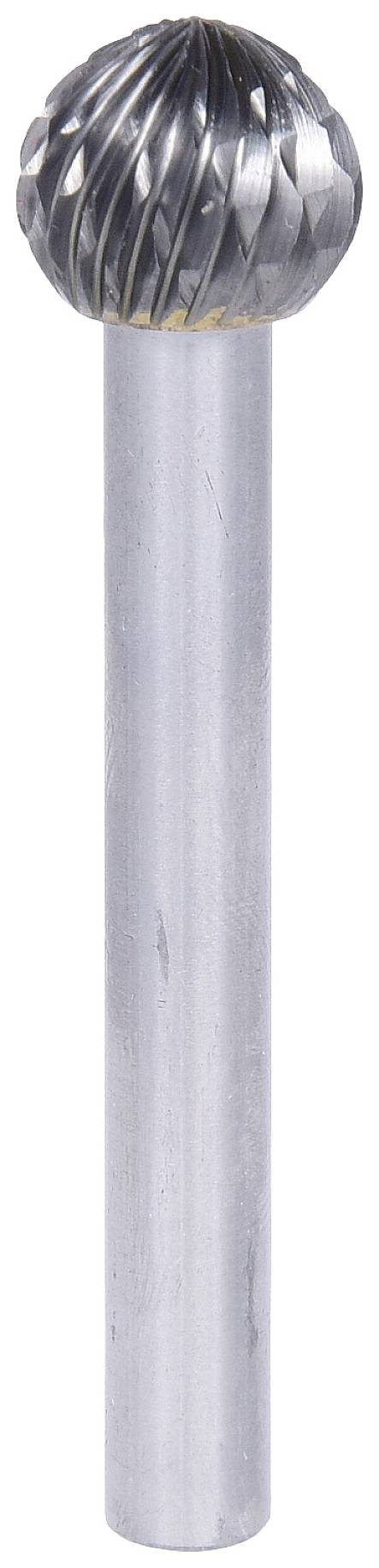 Metallfräser in Kugelform mit geriffelter Oberfläche, geeignet für Holz- und Metallbearbeitung.