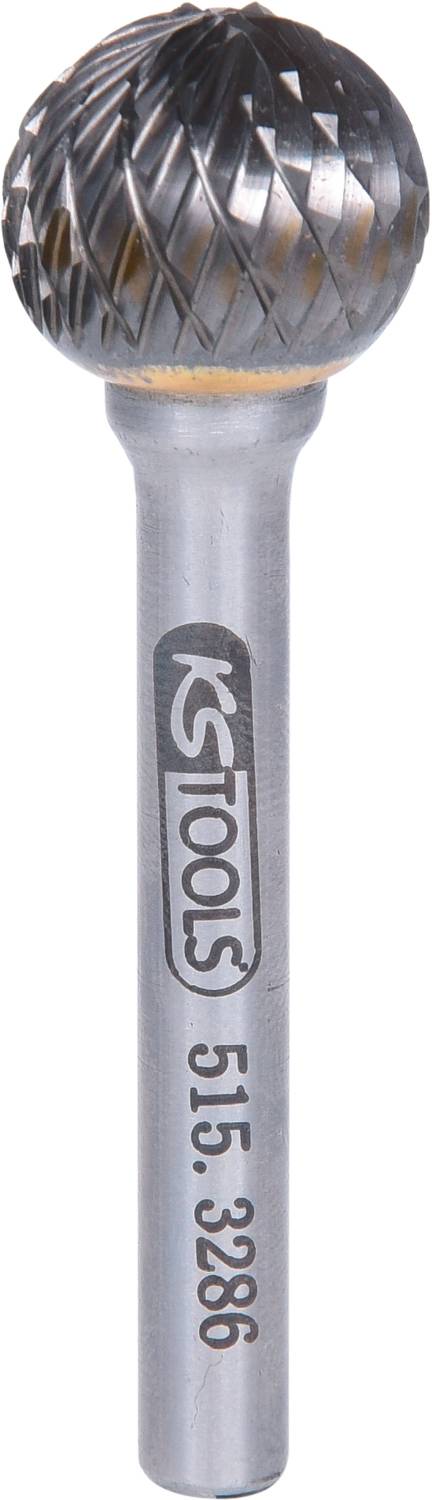 Metallfräser mit kugelförmigem Kopf und Rillenstruktur. Graviert mit 'KS TOOLS 515.3296'. Geeignet für präzise Formbearbeitung.