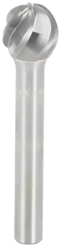 Ein silberner Kugelfräser mit schmalem Schaft und kugelförmigem Kopf für das Fräsen von Vertiefungen und Konturen in Materialien.