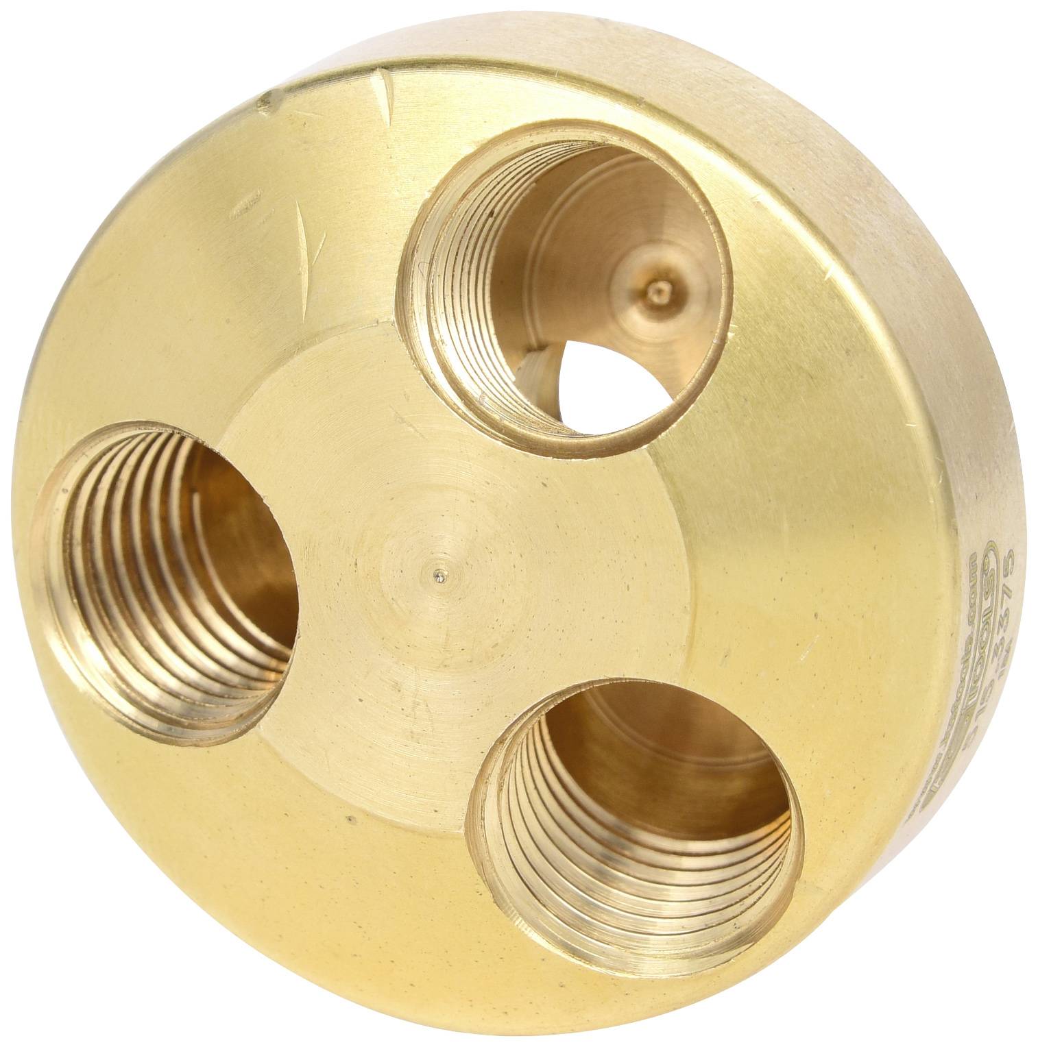 Metallene Scheibenhalterung mit drei Schrauböffnungen, vermutlich für technische oder industrielle Anwendungen.