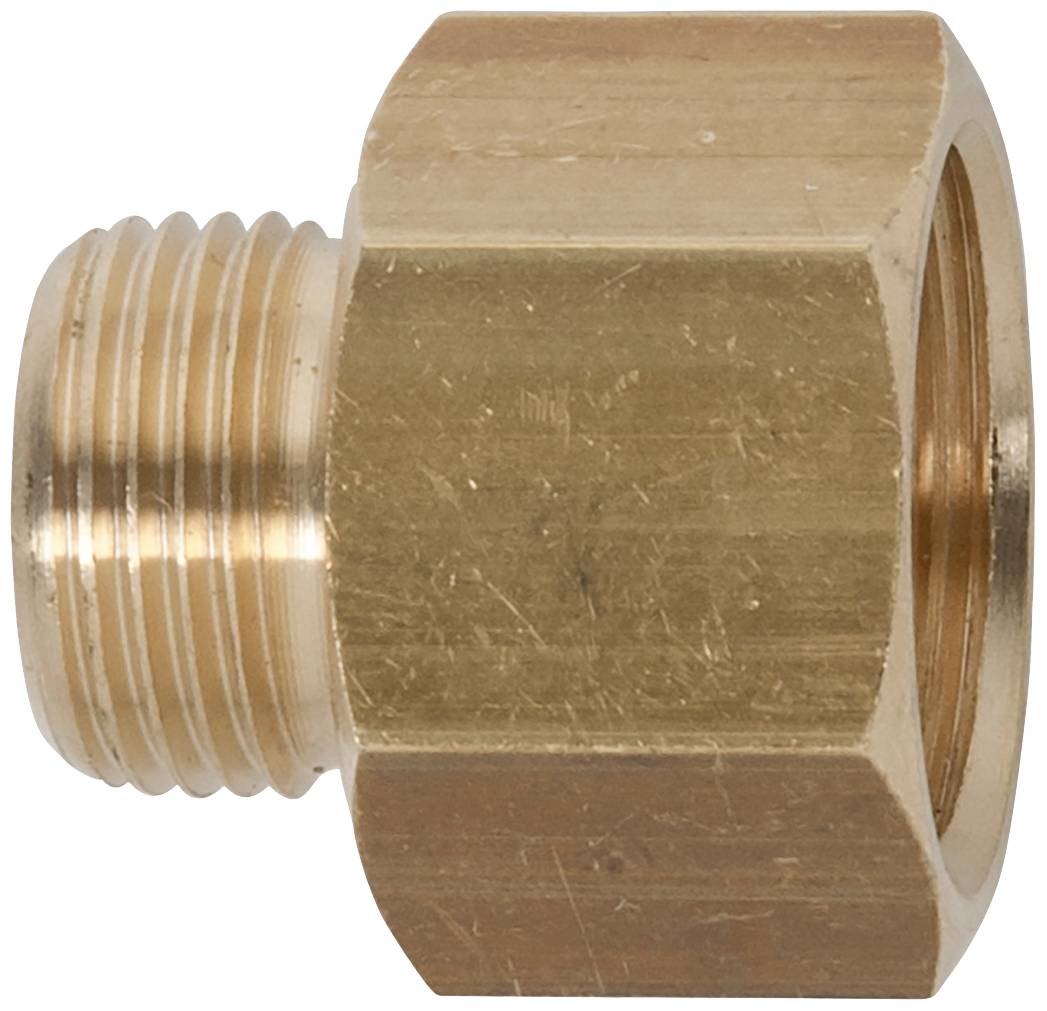 Messingadapter mit einem außen- und einem innengewinde. Geeignet für Verbindungen in Rohrleitungssystemen.