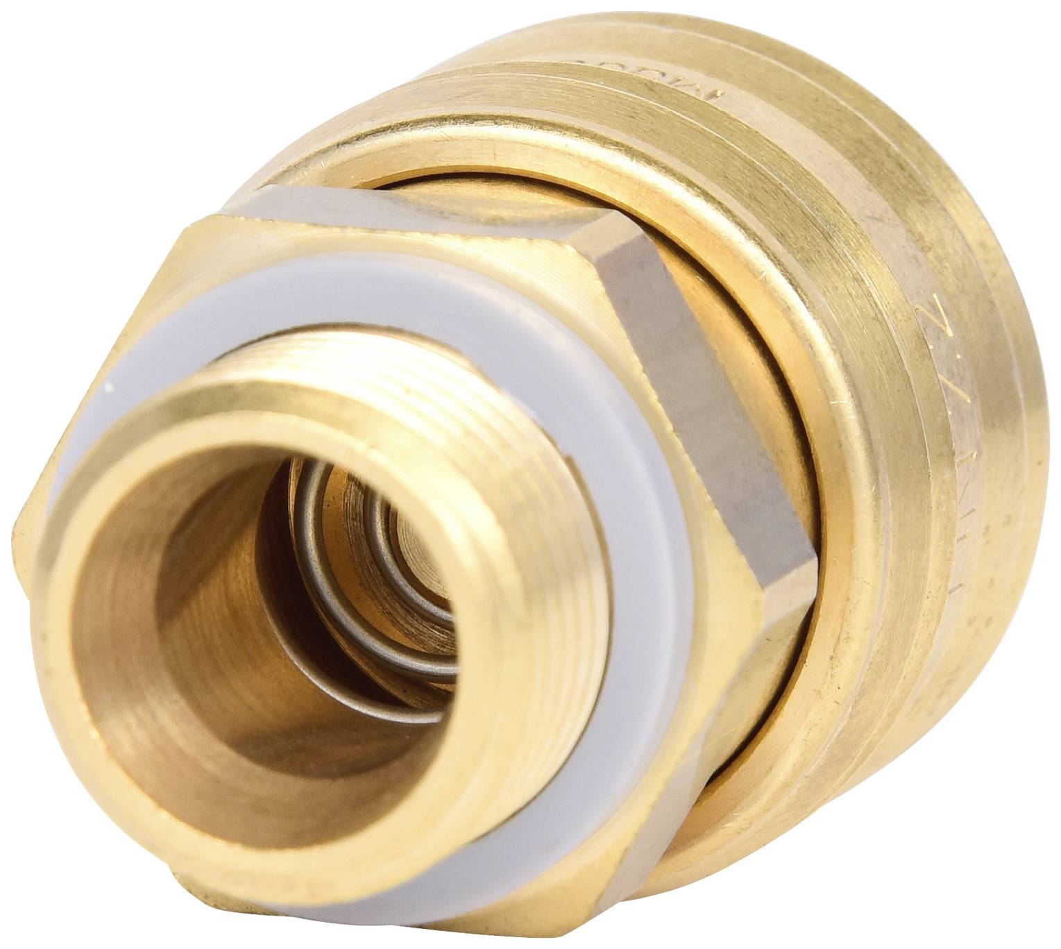 Messingfitting für Rohrverbindungen, zeigt ein Gewinde für einfache Montage. Wichtiger Teil für Installationen und Wasserverteilung.