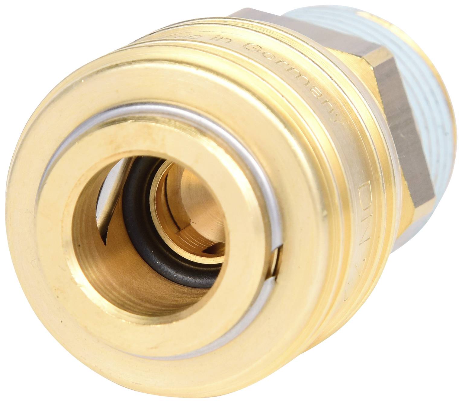 Messing-Schnellkupplung mit schwarzer Dichtung, zylindrische Form, verwendet für effiziente und sichere Rohrverbindungen