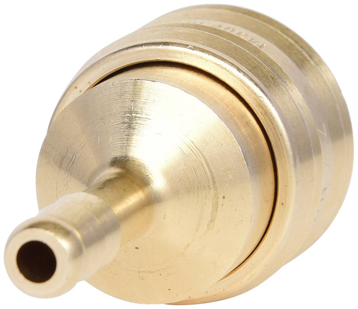 Messinganschlussstück mit glatter Oberfläche und runder Form, geeignet für Rohrverbindung in Sanitär- oder Heizungsanwendungen.
