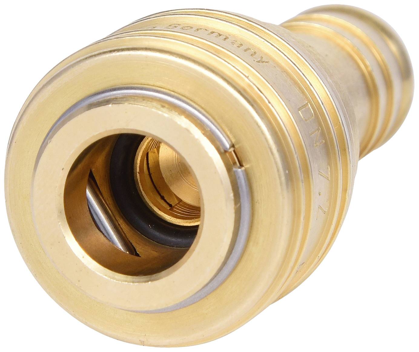 Messing Muffen Steckkupplung DN 7,2, Ansicht auf Steckseite.