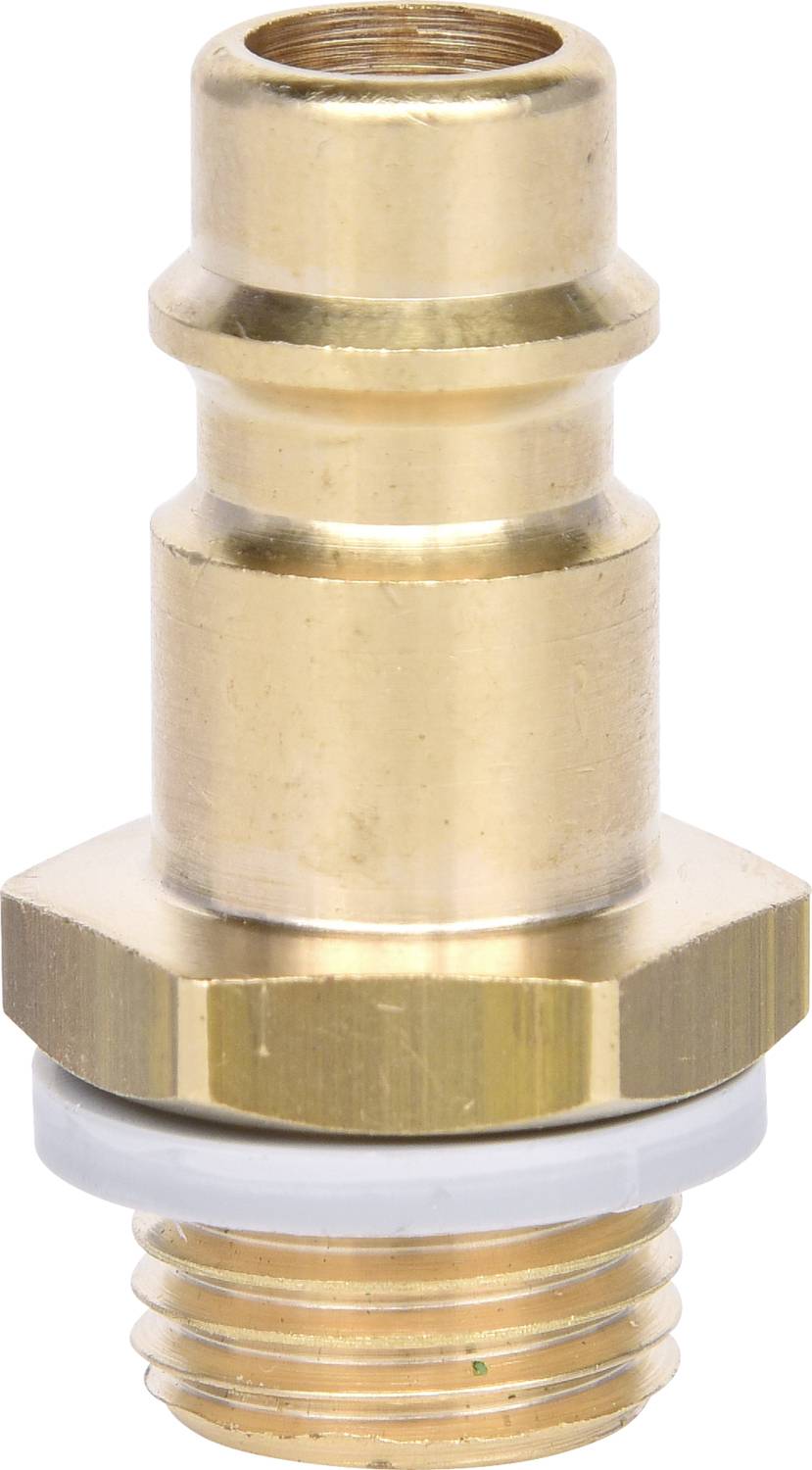 Messing-Schlauchanschluss mit Gewinde und Dichtung, dient zum sicheren Verbinden von Schläuchen in hydraulischen Anwendungen.