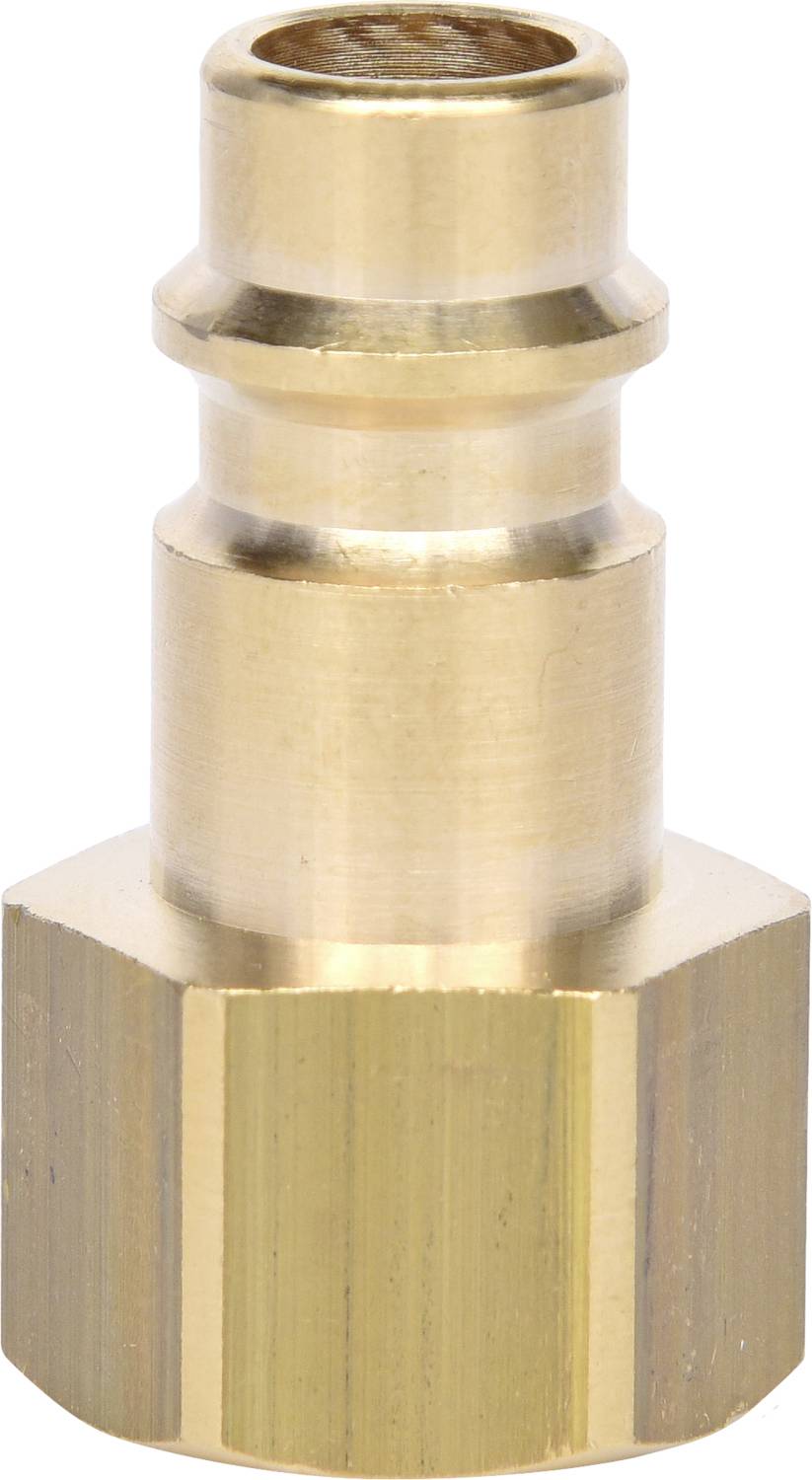 Messing-Stecknippel mit Sechskantprofil und glatter Oberfläche, geeignet für Pneumatiksysteme.