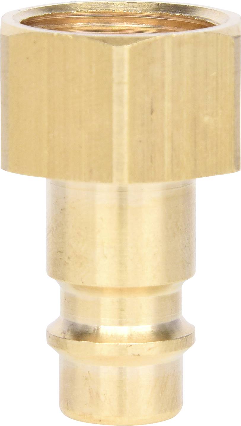Messing-Schnellkupplungsstecker für Druckluftsysteme.