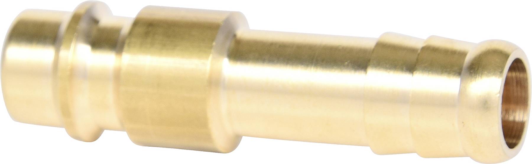 Messing-Schlauchverbindung mit mehreren Rillen und einem geraden Rohrabschnitt, geeignet zum Anschließen von Schläuchen.