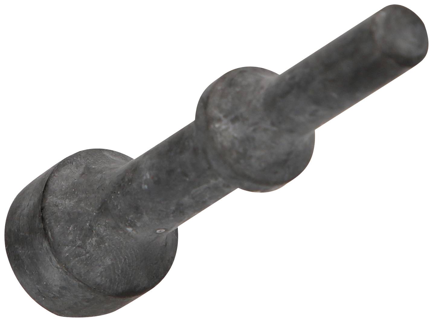 Graues Metallstück in zylinderartiger Form mit einem dünnen Stab. Es hat keine erkennbaren Funktionen oder Dekorationen.