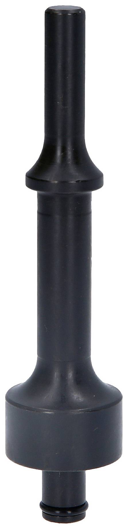 Schwarze Metallstange mit zylindrischer Form und erweiterter Basis, vermutlich ein Werkzeug oder Maschinenteil.